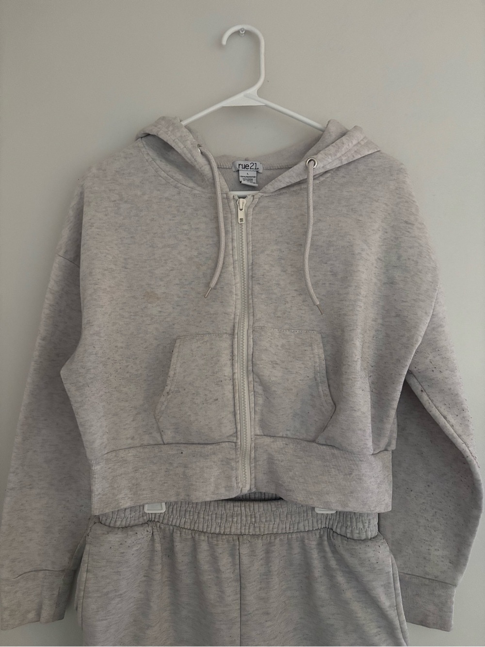 Rue21 Heather Gray Cropped Zip Hoodie